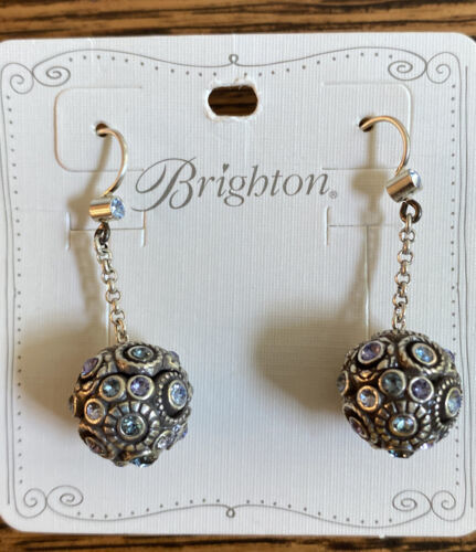 Brighton Halo Sphere Silver and Blue Pierced Earrings NEW - $46.55