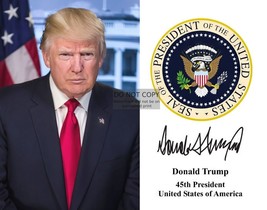 President Donald Trump Presidential Seal Autographed 11X14 Photo - £12.74 GBP