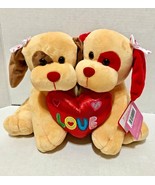 Double Dog 10&#39;&#39;inch Brown Color with Red LOVE Heart with &quot; SOUND &quot;Valent... - $21.77