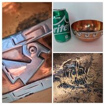 Vicky Industria Peru Copper 925 Sterling Silver Mayan Bird Bowl 5.5 x 2.... - $102.74