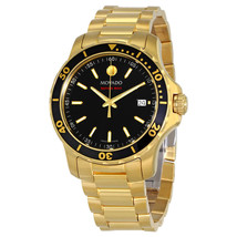 Movado Series 800 Black Dial Yellow Gold PVD Men&#39;s Watch 2600145 - £528.98 GBP