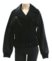 Nike NSW Black Wool &amp; Leather Moto Destroyer Zip Front Jacket Women&#39;s NWT - $499.99