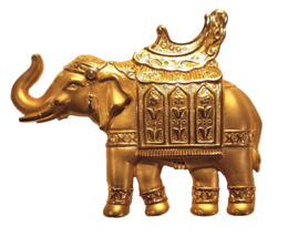 JJ Jonette Jewelry ELEPHANT Brooch Pin Gold Tone Metal  2&quot; x  2 1/2&quot; Vin... - $365.67 MXN