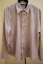 DKNY Jeans Mens XL Shirt Purple White Striped Long Sleeve French Cuffs - £14.86 GBP