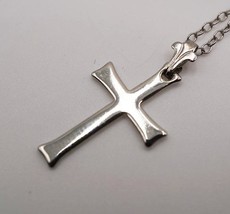 Religious Jesus Crucifix Cross Silver Tone Pendant w/ Chain - £11.81 GBP