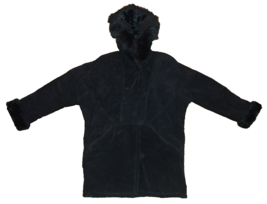 J. Percy for Marvin Richards Jacket S Black Suede Hood Faux Fur Lined - £63.86 GBP