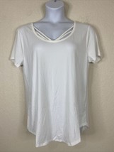 NWT Poof Womens Plus Size 2X White Strappy Collar T-shirt Short Sleeve Stretch - £10.16 GBP