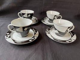 set of 4 design german Bavaria J.Kronester porcelain cups and saucers  - £62.92 GBP