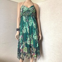 Vintage CACHE silk dress with gemstones and crystals size 12 - £157.32 GBP