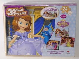 Disney Sofia the First 3 Wood Puzzles Set NEW** - £9.40 GBP