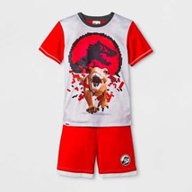 Lego Jurassic World T-Rex Dinosaur Red, Gray Pajama Shorts Set - $234.61 MXN