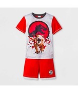 Lego Jurassic World T-Rex Dinosaur Red, Gray Pajama Shorts Set - $12.74