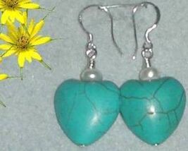   BLUE GREEN HEART TURQUOISE BEADS EARRINGS - €12,78 EUR