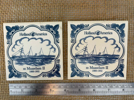 Holland America ss Maasdam II 1889-1902 Set of Two Tile Coasters (2) - $9.90