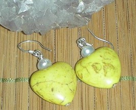   Yellow Heart Turquoise Beads Earrings - £11.85 GBP