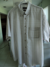 Van Heusn Beige Short Sleeve Button Front Shirt Size Xl Cotton Blend #7903 - $11.25