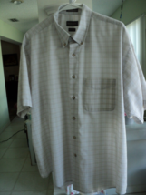 VAN HEUSN BEIGE SHORT SLEEVE BUTTON FRONT SHIRT SIZE XL COTTON BLEND #7903 - £8.99 GBP