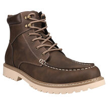IZOD Men's Lace Up Boots Brown Memory Foam Insole Casual Dress Shoes New... - $25.97