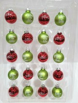 Christmas MINI Red Green Glass Ornaments 1&quot; Green Blue Set of 20 - £22.57 GBP