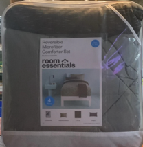 Room Essentials Reversible Microfiber Comforter--Gray--Twin/Twin XL - £20.08 GBP