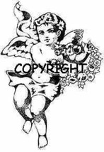 ANGEL W/ FLOWER WREATH new mounted rubber stamp - £5.13 GBP