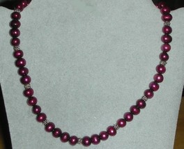 Juicy  Cranberry  Fresh Water Pearls Beads Necklace - £94.01 GBP