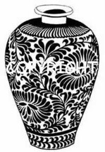 Asian Style Blossoming Flower Vase Mounted Rubber Stamp - £7.17 GBP