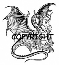 FLARED WING DRAGON NEW mounted rubber stamp - $8.00