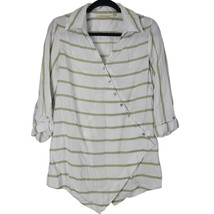 Soft Surroundings Top M Womens 3/4 Sleeve V Neck Pullover 100% Tencel Striped - £14.81 GBP