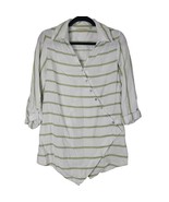 Soft Surroundings Top M Womens 3/4 Sleeve V Neck Pullover 100% Tencel Striped - $18.83