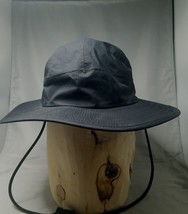 L.L.Bean Black Boonie Hat Solid Adult Size Medium Neck String 2.5&quot; Brim - $24.14