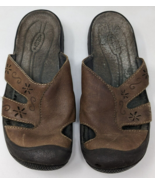 KEEN Women’s San Mateo Brown Leather Mule Slides Sandals Size 9.5 Cut Ou... - £19.46 GBP