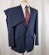Vintage Montgomery Ward Washable Men&#39;s Suit 2pc Navy Blue Polyester 42R 35x29 - £23.48 GBP