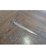 Old Solid Brass LETTER OPENER Ornate Feather Sword Decorative Enamel Handle - £13.82 GBP