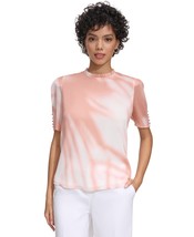 Calvin Klein Womens Pleated Collar Puff-Sl Desert Rose Multi XL - $17.00