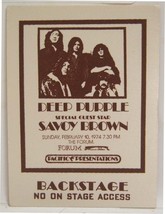 DEEP PURPLE (RITCHIE BLACKMORE) - SAVOY BROWN - VINTAGE 1974 BACKSTAGE PASS - £19.87 GBP
