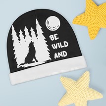 Black and White Wolf Design Baby Beanie; 100% Polyester - £19.39 GBP