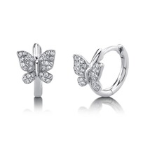 2.00 Ct Cut Round CZ Diamond Butterfly Hoop Earrings 14K White Gold Plated - £68.52 GBP