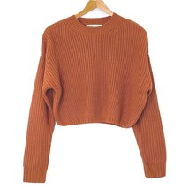 elodie Women&#39;s size Large Cropped Crewneck Sweater Ribbed Knit Rust Orange - £28.92 GBP