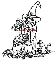 Witch  &amp; Cat Cauldron Brew New Halloween Mounted Rubber Stamp - £6.81 GBP