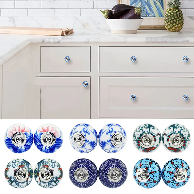 House Home 2Pcs Furniture Handle Ceramic Drawer Cabinet Knobs and Handles Knobs  - £20.10 GBP