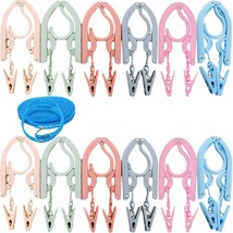 Travel Hangers With Clips Portable Folding Clothes Hangers With 1 Pcs Clotheslin - £28.86 GBP