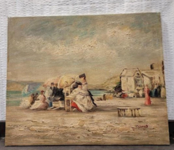 ORIGINAL IMPRESSIONIST SEASIDE BEACH DAY OIL PAINTING VICTORIAN - SULLY ... - £313.82 GBP