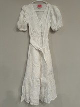 KATE SPADE Sz 0 White Cotton Floral Pattern Belted Dress Fringe Cotton - £126.91 GBP