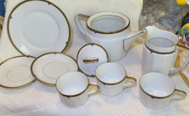Hutschenreuther Selb LHS Bavaria China Gold Border 9 piece set Dishes Cups Plate - £73.21 GBP