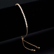 3W1642 - Rose Gold Brass Bracelet with AAA Grade CZ in Clear - $495.71 MXN