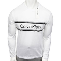 NWT CALVIN KLEIN MSRP $56.99 MEN&#39;S WHITE CREW NECK LONG SLEEVE T-SHIRT S... - $22.94