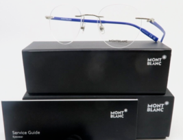 NEW MONT BLANC MB0224O 003 RIMLESS SILVER/BLUE TEMPLES AUTHENTC EYEGLASS... - £127.44 GBP