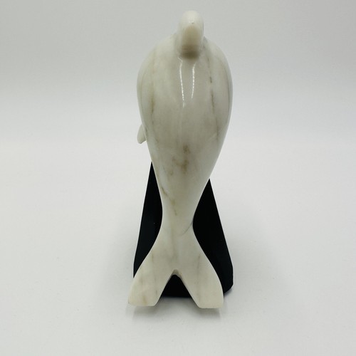 Alabaster Dolphin Figurine Made In Italy Hand Carved Stand White Home Decor Item image 7