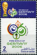 Qatar. 2006. FIFA World Cup Germany 2006 (MNH OG) Block of 1 stamp and 1 label - £1.74 GBP